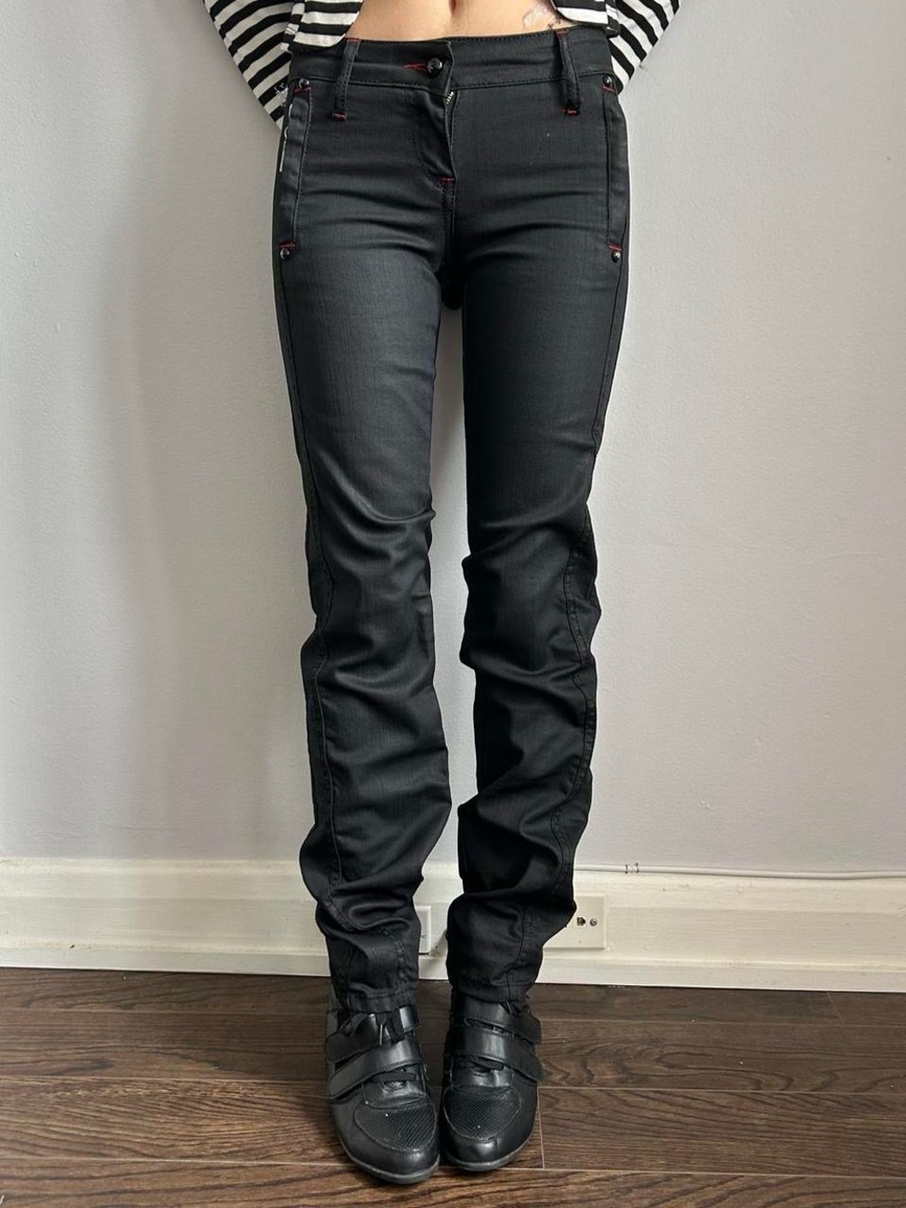 Emporio Armani Black Coated Skinny Jeans